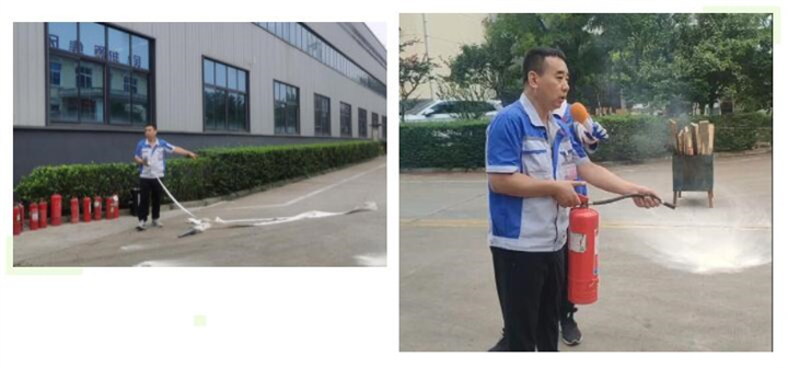 隨后，集團消防安全員為廣大職工講解滅火器和消防水槍的使用方法，并現(xiàn)場演示。廣大員工積極參與到教學演練當中，進一步鞏固消防培訓知識。
